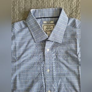 jos a bank Dress shirt long sleeve 16.5 34 Blue Plaid